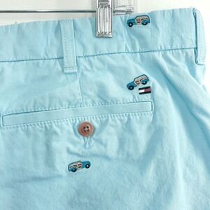 Tommy Hilfiger Shorts Men's 38 Light Blue Car Print Embroidered Preppy Chino
